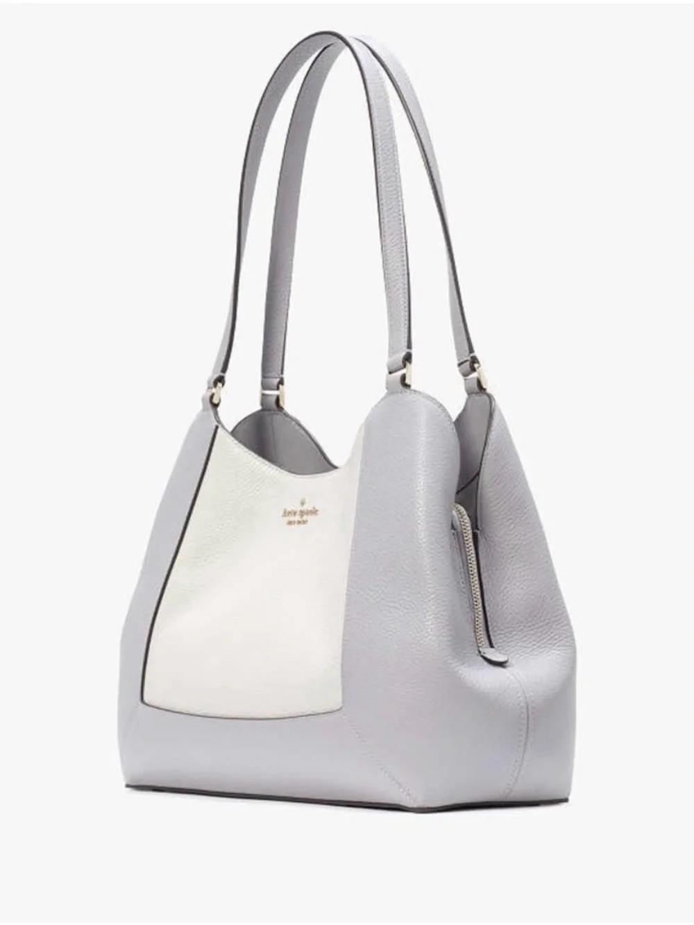 NWT Kate Spade Lena Large Triple Compartment Shoulder Bag Grey/Silver KH439